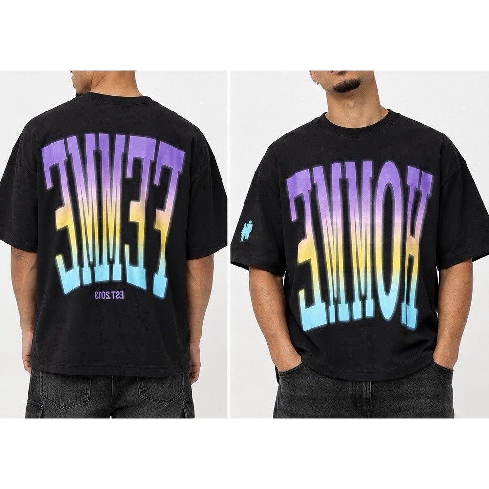 Homme + Femme Twilight Tee Mens XL Black Gradient Graphic Shirt NWT